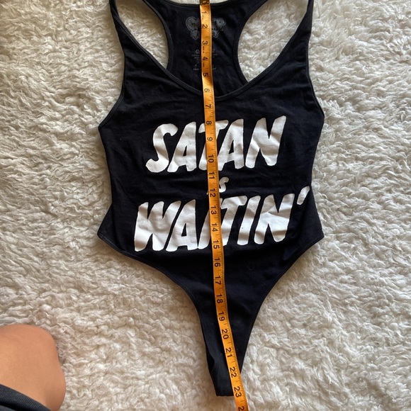 Creep street satan is waiting’ thong racerback bodysuit. - Picture 4 of 5